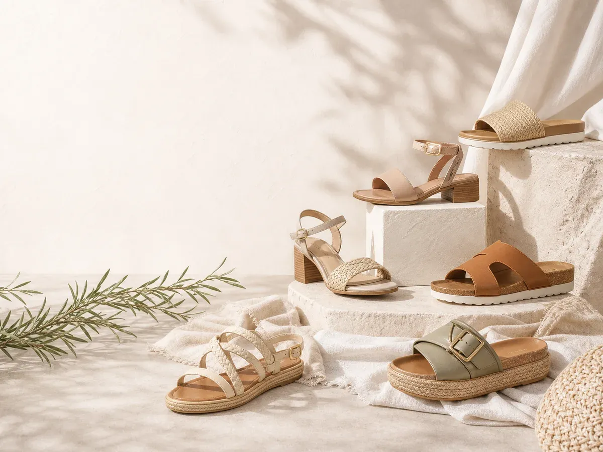Sandals and slides for warm days